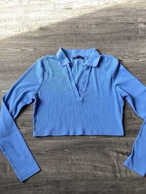 ZARA crop long sleeve with collar